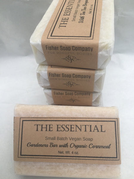 The Essential Vegan Soap Gardeners Bar with Organic Cornmeal - Fisher Soap Company, LLC