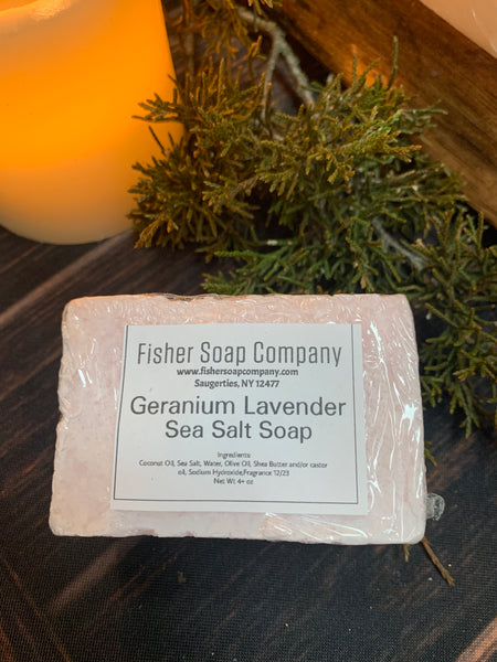Geranium Lavender Salt Bar - Fisher Soap Company, LLC